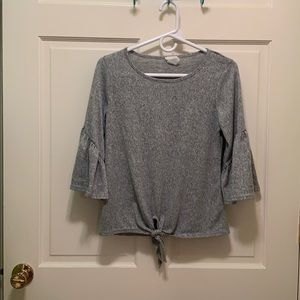 Caution to the wind gray front tie shirt